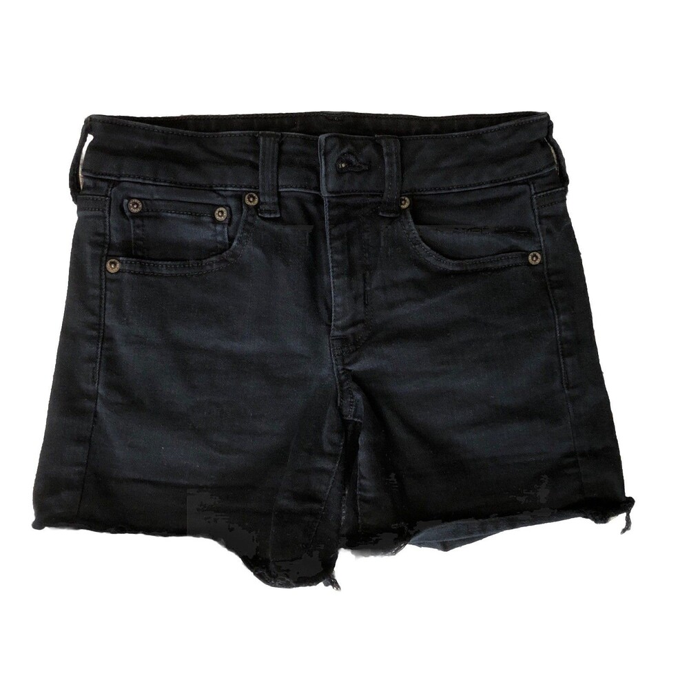 American Eagle Jean Shorts Ne(x)t Level Stretch Super Low Shortie Black  Size 2